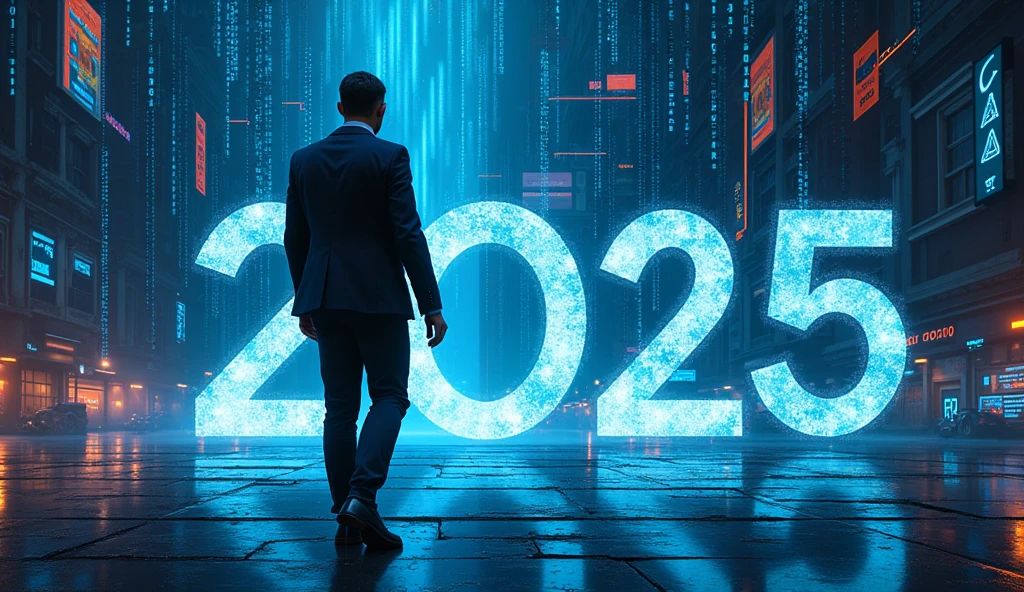 New year 2025 , ALI BADANI , Digital art, Matrix Binary code background for some who Likes tech, entrepreneurship. No humans in the picture
