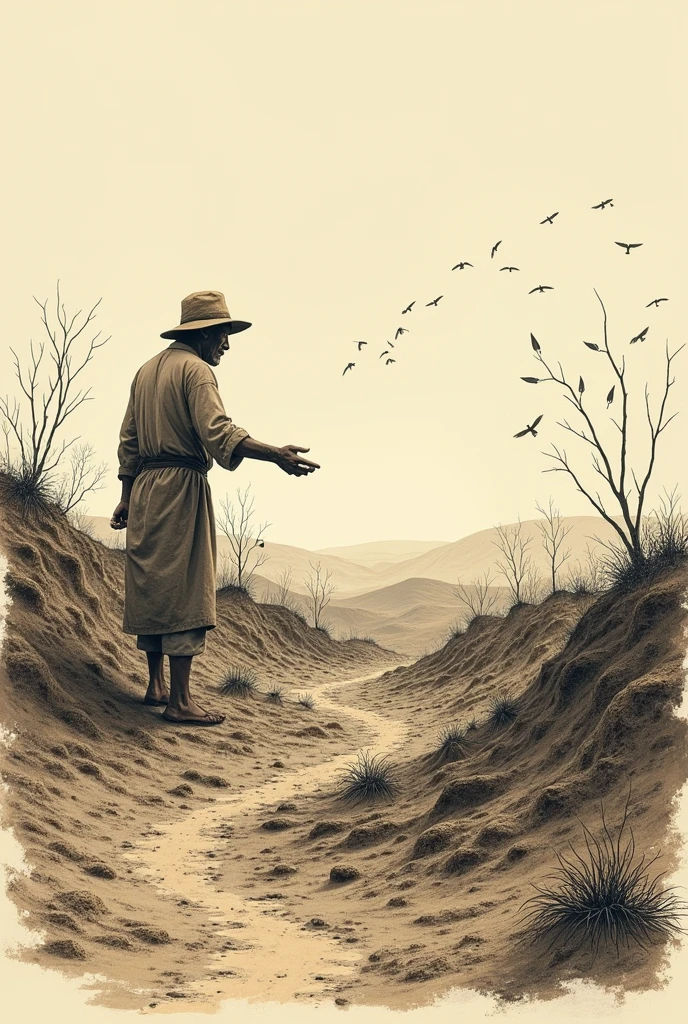 Create images of temptations in the parable of the sower drawing style