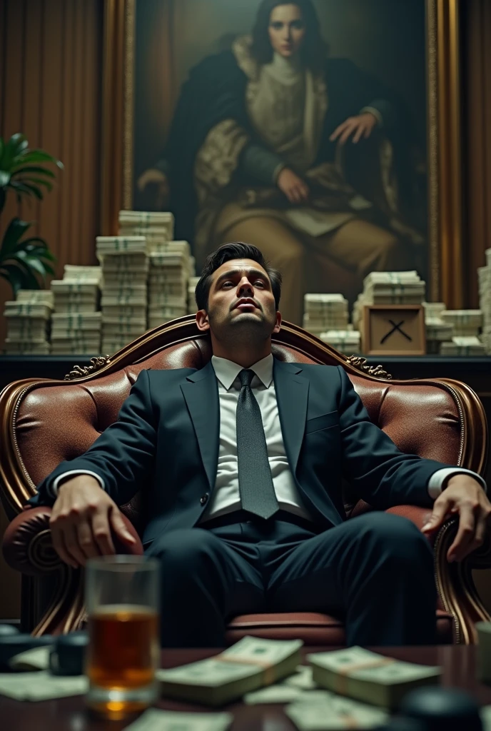Make a man sad but surrounded by money and many expensive material things Make the man much sadder and more disappointed 

