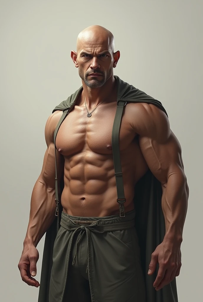 A full body adult bald man