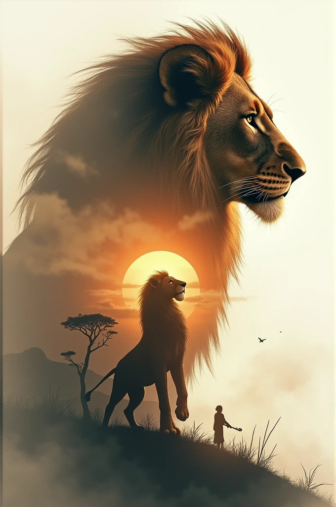 Make a double exposure lion king photoshop poster