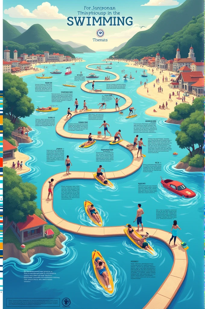 Draw a history of swimming in the philippines timeline. Make it simple and clear. Be creative