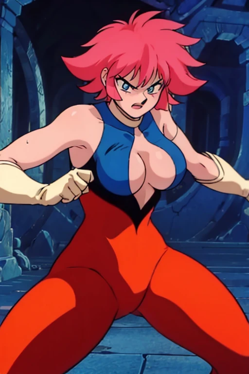 (best quality,masterpiece,ultra highres,8k,cel anime:1.2),(1mans:1.5),1woman,(ruin:1.3),(abs:0.8),(sweat:1.2), BREAK (selious, scowl:1.2),(motion blur),(fighting stance:1.3),(punching,rushpunch:1.1), BREAK (newhoney:1.4),