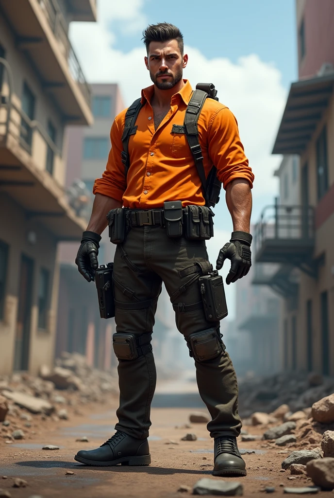 Free fire character orange shirt