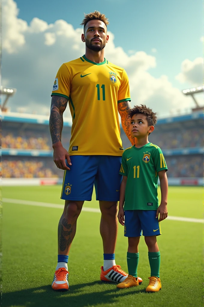 A boy next to Neymar
