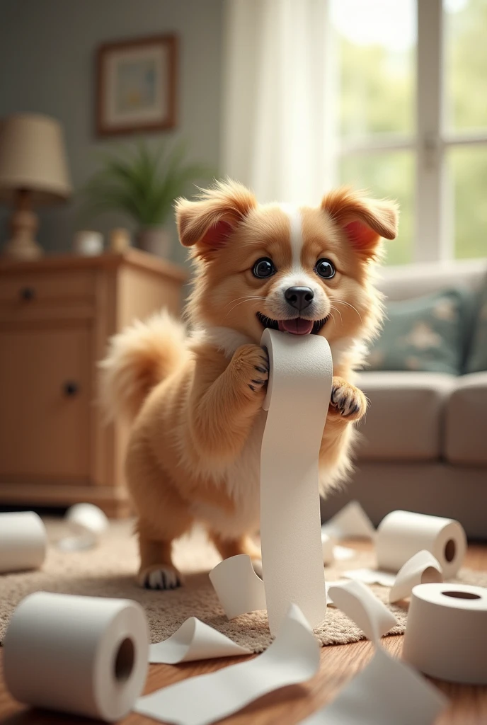 dOG show the toilet paper