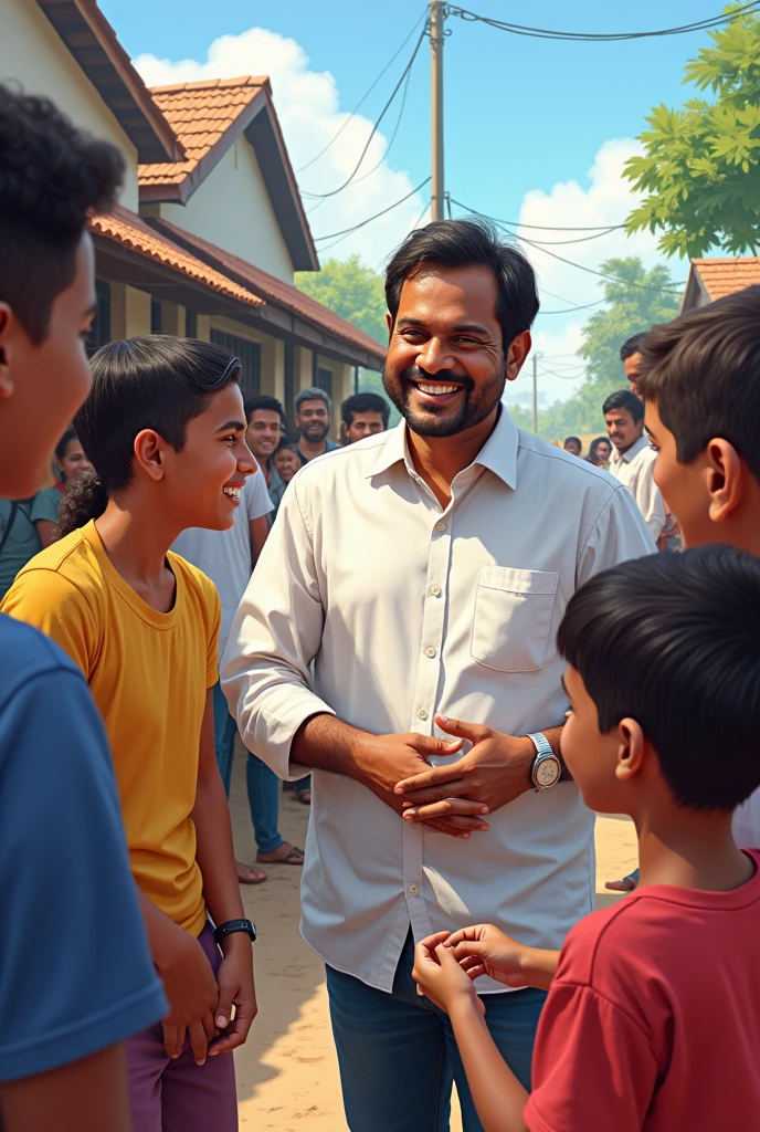 Generate A ai image of Ys Jagan, He is helping to poor To put their Kids under good education