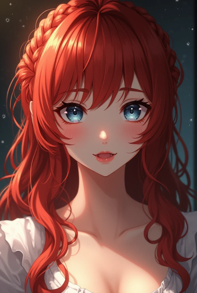 (impressive portrait), illustration of (young girl), (beautiful face, cute face, kawaii face), (redhead girl, pale skin, freckles, long hair, cute smile, blushing, white dress, bare shoulders), (beautiful background, nature in background), (best quality, high-quality, masterpiece:1.2, most detailed illustration, HD wallpaper, 4k full HD), (ecstasy of light and shadow, volumetric light and shadows:1.2, light particles, bloom:1.2), (contest winner illustration by lee jeffries)