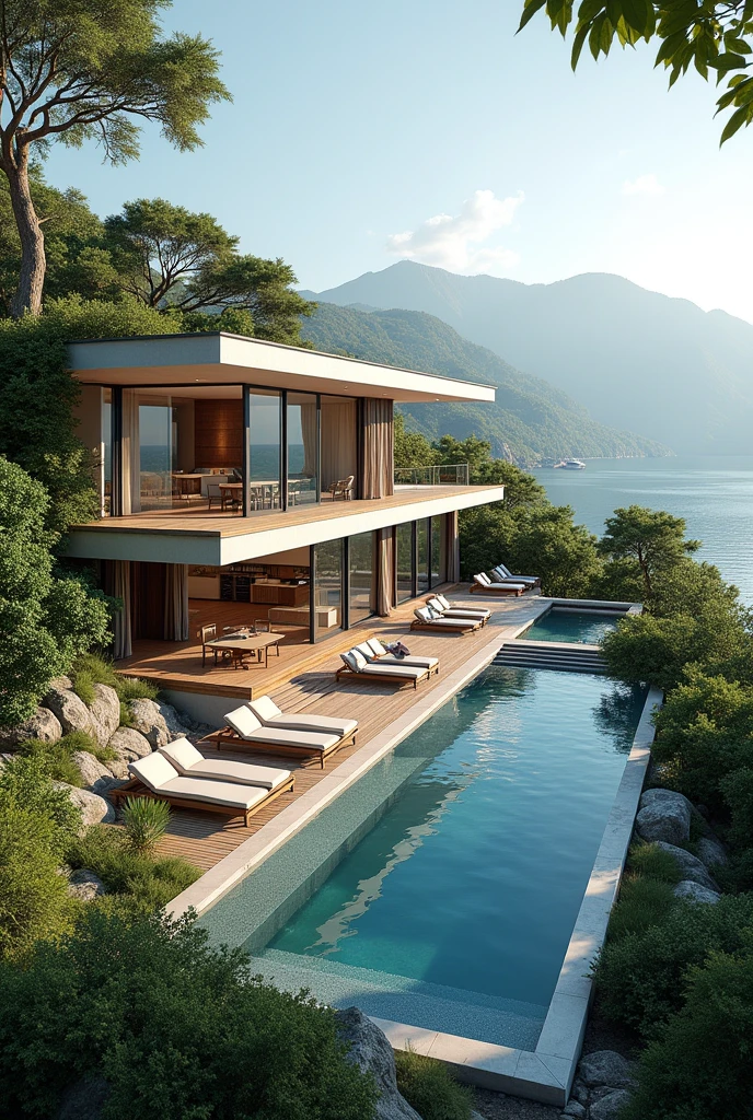 A house with private pool near a lake