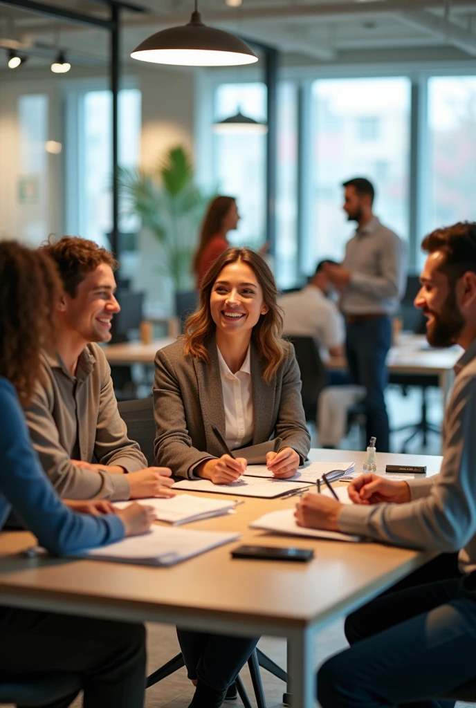 Realistic people in a happy office
