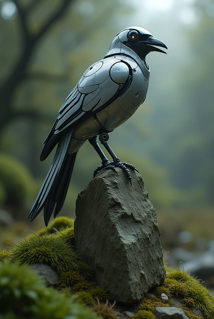 Bird robot Magpie stone