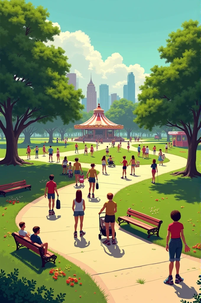 Create a 90s inspired park image