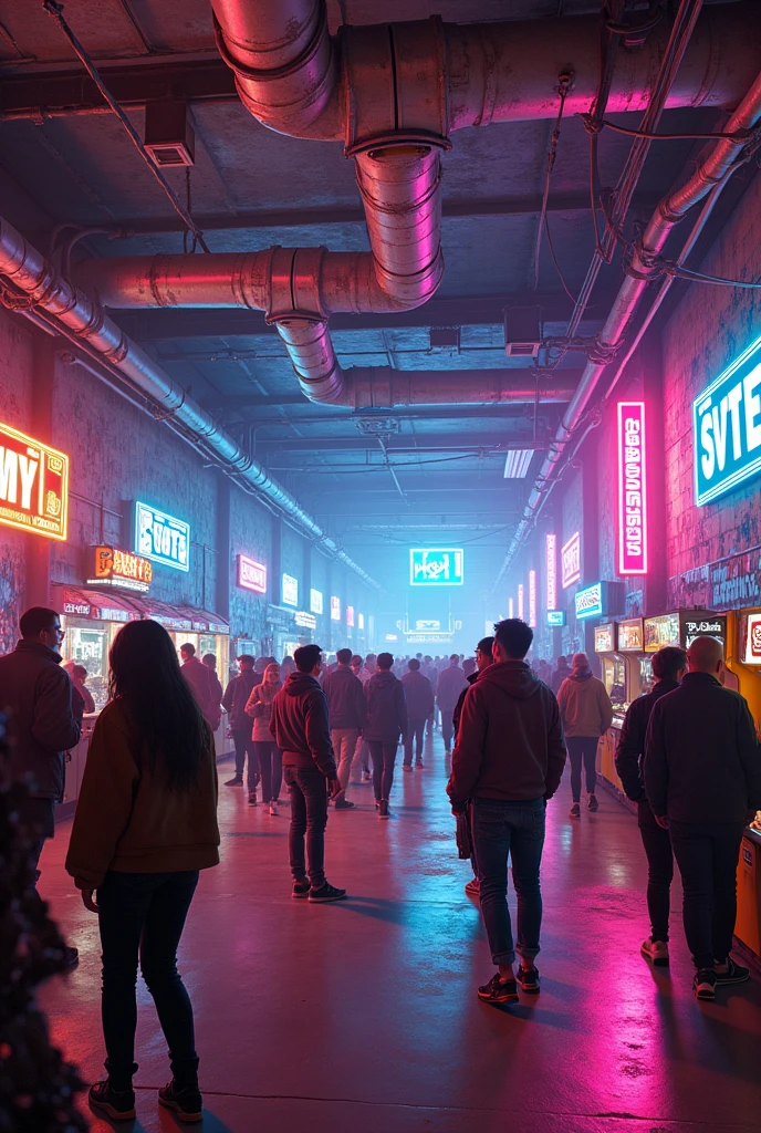 Create an image of a 90s-inspired underground park