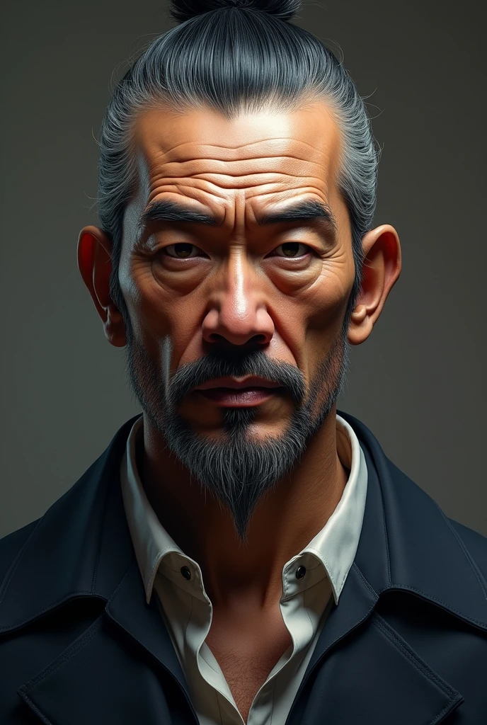 181cm、85kg、Strong face、Japanese、male、Deeply carved features、No beard、Dark skin、older、uncle、Beard not growing、Beard is shaved、A little more slender、