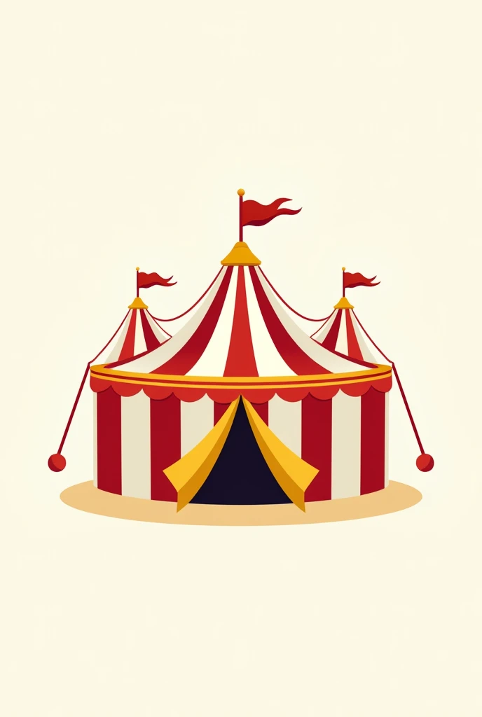 Logo for the spectacular king circus made with circus tent in red, white and yellow colors 