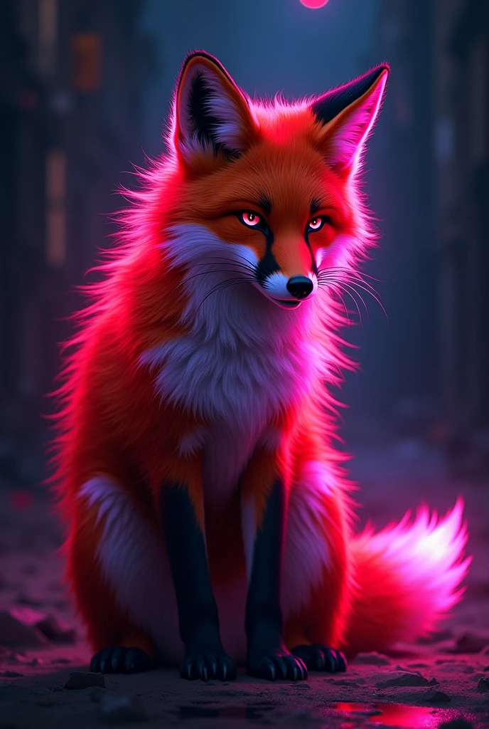 Red neon fox