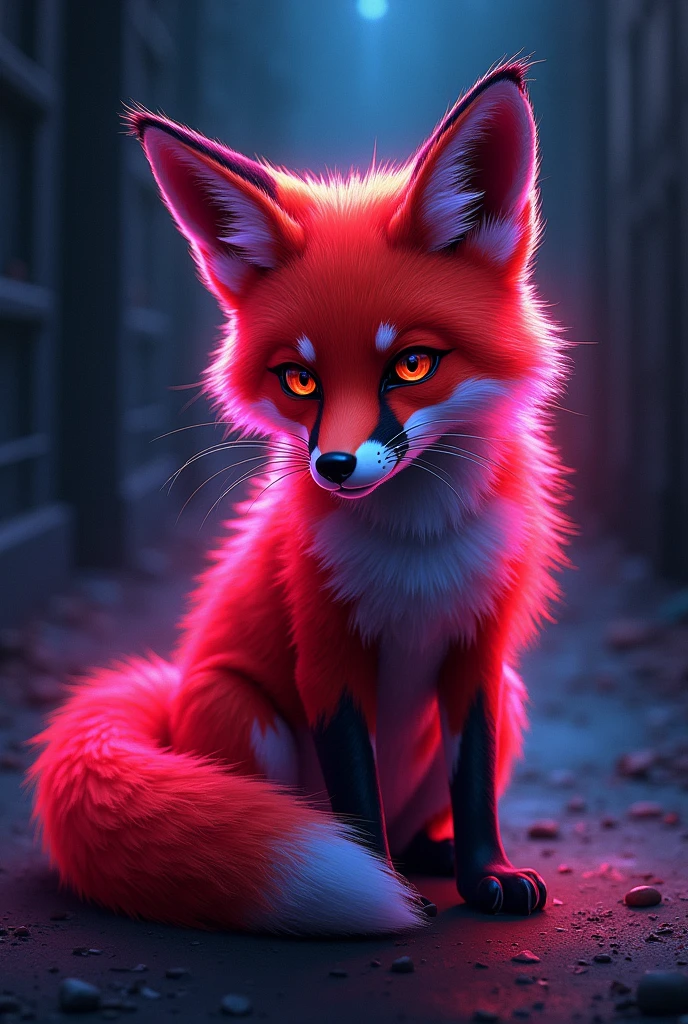 Red neon fox