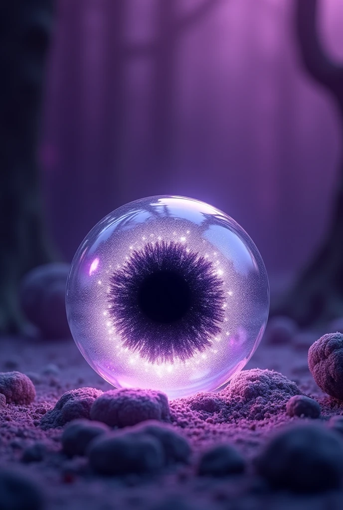 one ball decoration luminous black core purple background magic