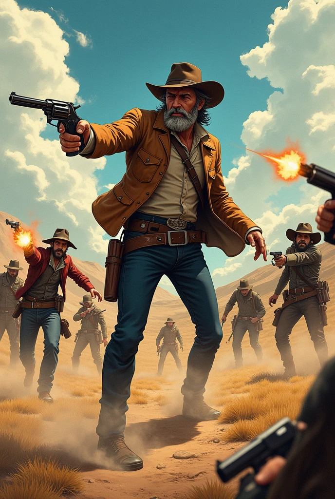 Arthur Morgan fights with soldiers anime