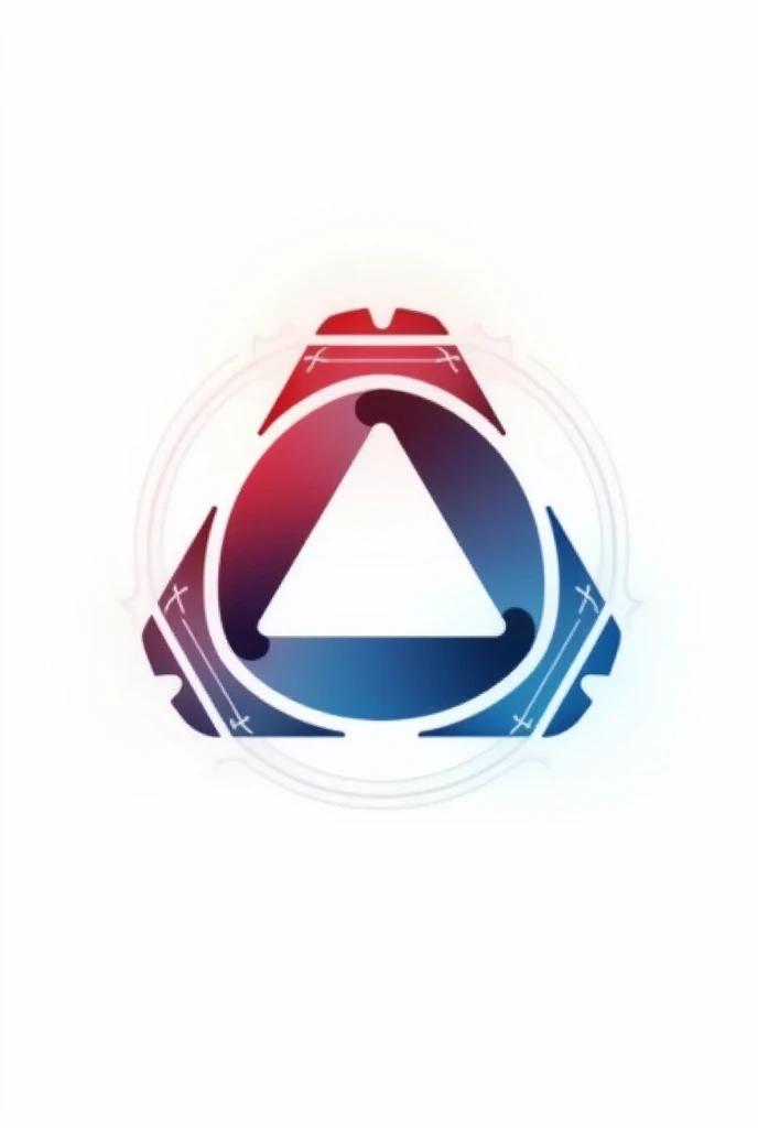 Use the Mobius strip to design a blue and red gradient triangle symmetrical logo,Add electromagnetic wave patterns or symbols around,Like a wavy line、Magnetic field lines,The back should be white
