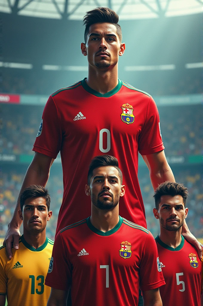 Make me a YouTube Video Thumbnail Where ot shows antony is top 1 over cristiano ronaldo and lionel messi