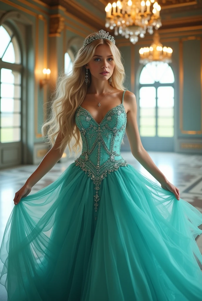 cinderella in Turquoise outfit 