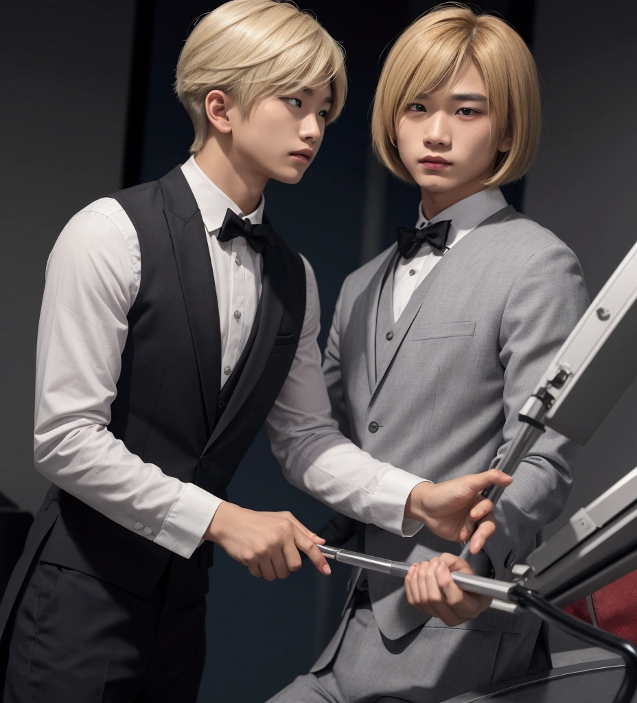 Asian boy bob cut blonde