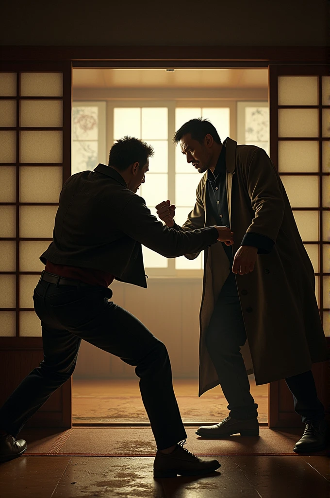 A want to fight with a Japanese gangster on the house