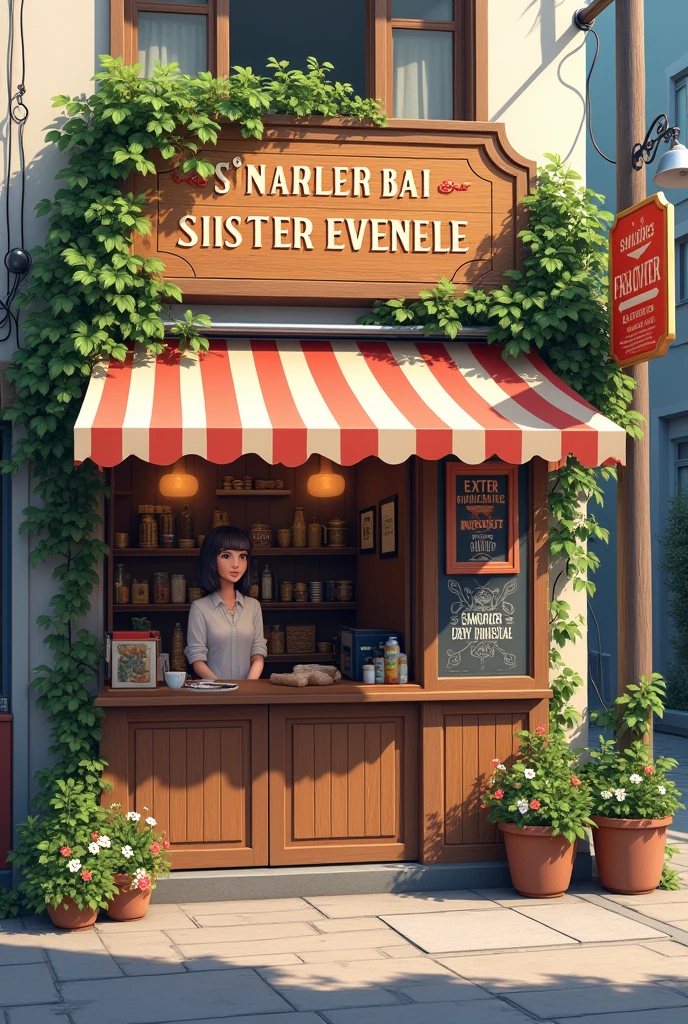 Create a photo of a snack bar with the name snack bar sister auria