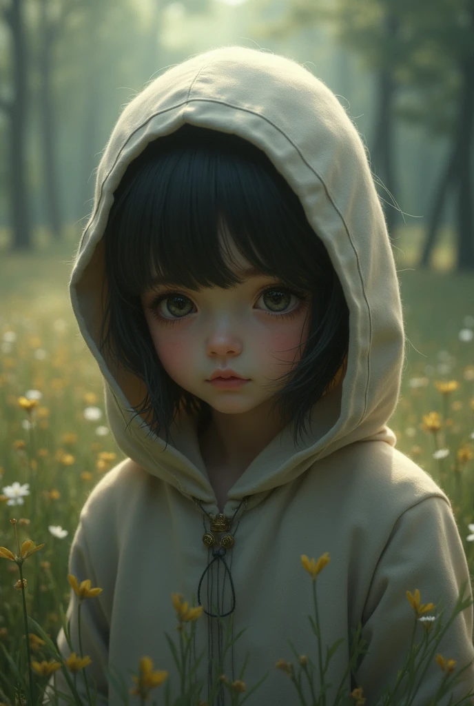 Create a young girl hidden face