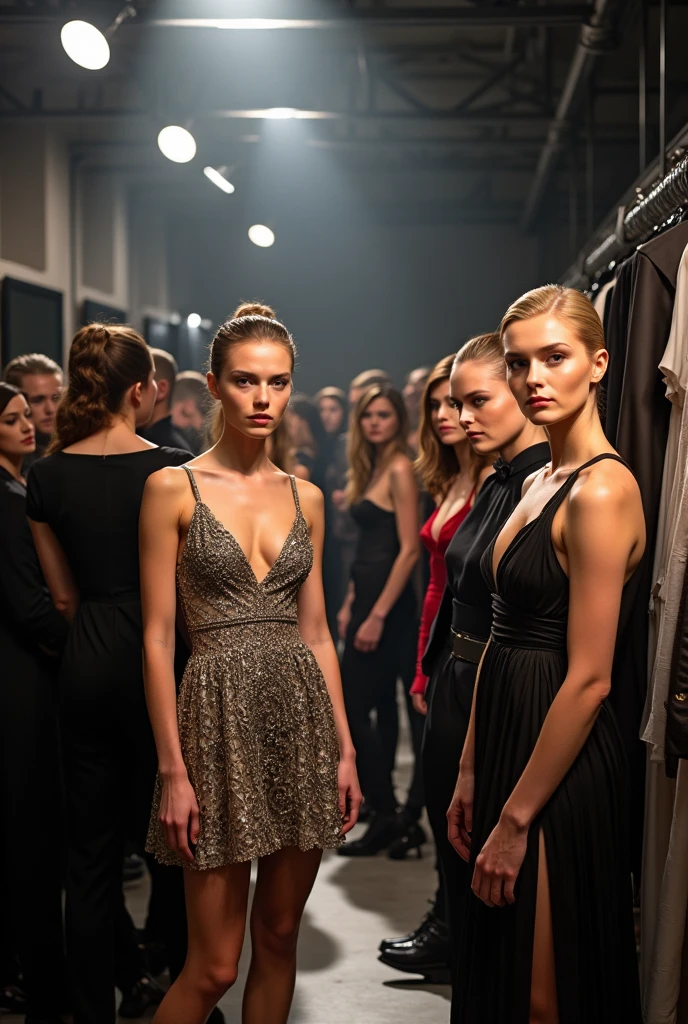 Paris fashion week event, with designers and models backstage