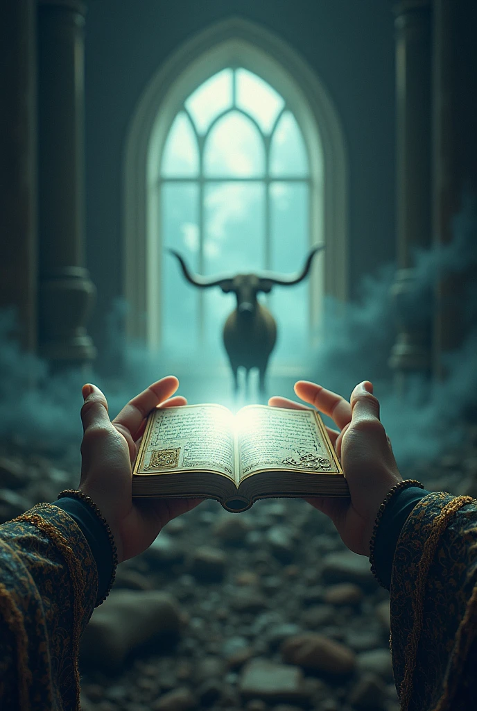 Create a imagem with ring, tablet and window, and a steer outside the window