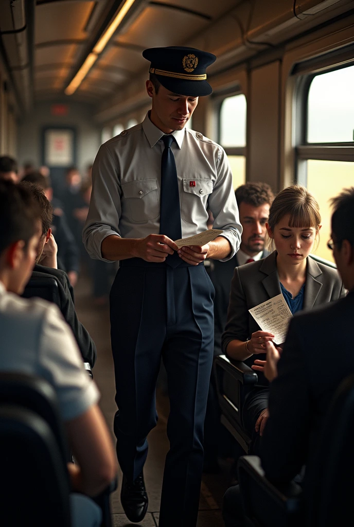 The conductor checks each ticket fast,
As the train goes rolling past.
