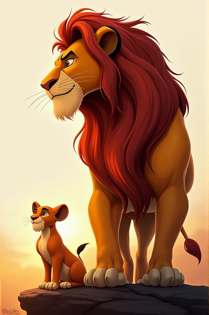 Make a double exposure photoshop poster of the Lion King movie that has Mufasa in it, Timon and Pumba 
