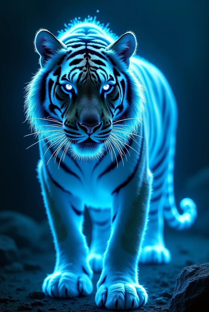 Blue neon tiger