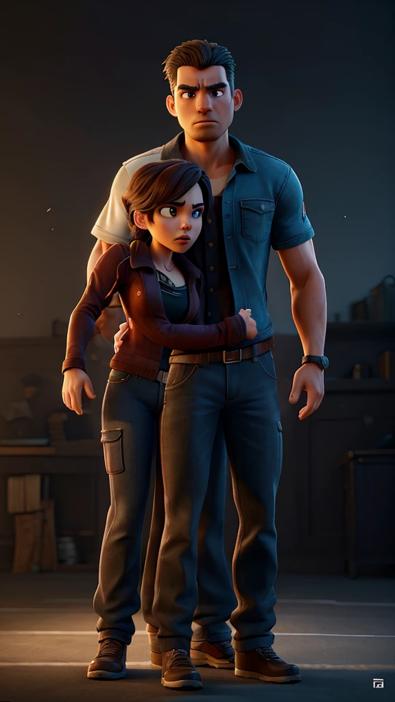 a man and woman facing each other, arguing, angry expression, tense body language, dynamic pose, dramatic lighting, cinematic atmosphere, chiaroscuro lighting, moody colors, rich textures, hyper-realistic, intricate details, cinematic composition, masterpiece, octane render, 8k, high quality