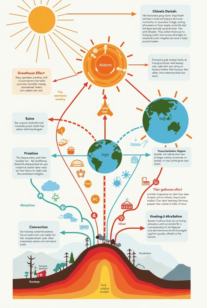 Create diagram of heat budget of earth for upsc students. The diagram should be easy to understand