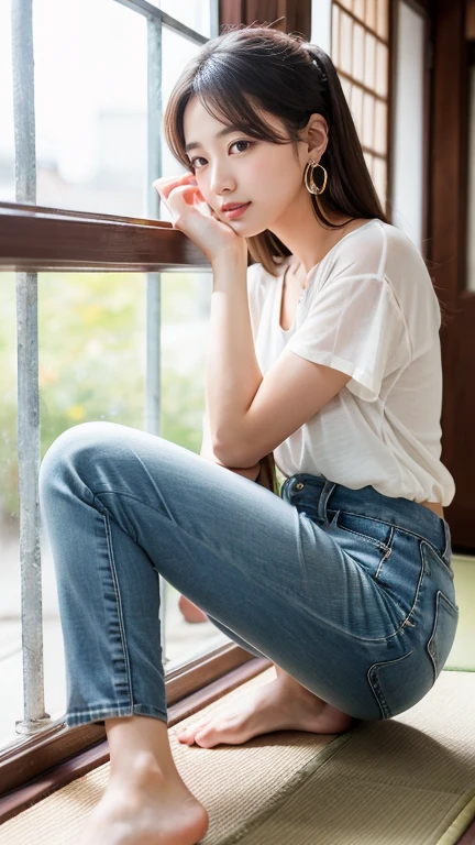 (RAW Photos:1.2)、Beautiful details and delicate facial beauty、((I can see your pants))、(Panty shot)、Earrings、Beautiful eye detail with eyelashes、Large file size、Very detailed、High resolution、Transcendent beauty and superior quality、masterpiece、(Japanese Women&#39;s High School Tennis Uniform、薄い色のPolo shirt)、Very detailed表現、finely、Very detailed顔、Cinema Lighting、One 20-year-old、(((Crying face、Down、Sobbing leaks、With a slightly displeased look on his face、I want your face to turn red)))、positive、ダイナミックな磁器のDownで、(Under the skirt:1.5)、(Tennis Pleated Skirt:1.5)、Polo shirt、Sexy upward glance、(little white panties:1.5)、(Low rise:1.5)、(Black hair ponytail:1.5)、(Fits your body:1.5)、(Slim legs:1.5)、(Side string mini shorts:1.5)、(ウェットPolo shirt:1.5)、(Very good:1.5)、(Browsing Caution:1.2)、(Wide open crotch:1.2)、(Wet Panties:1.5)、Please roll up your shirt and show me your breasts..、Flip up your skirt、(The color of your skin visible through your panties:1.4)、(Wind)、(The color of your skin visible through your panties:1.4)、(Hip Focus:1.3)、(Show off your hip line)、((Downから))、Thin legs、Big Ass、Natural Skin、Bobcut、evening、((大きな垂れDownがった胸)、Big Breasts、(Covered genitals)、(Covered nipples、Big Breasts輪、Upturned nipples、Pointed nipples、Pink nipples、Pink areola)、((Thin arms、Big Breasts))、Exposed thighs、Exposing shoulders、(Browsing Caution:1.5)、belly button、((Hotel Rooms、Full Body Shot、Standing posture、barefoot、Expose your feet、Please spread your legs a little、つま先から頭までのFull Body Shot))、