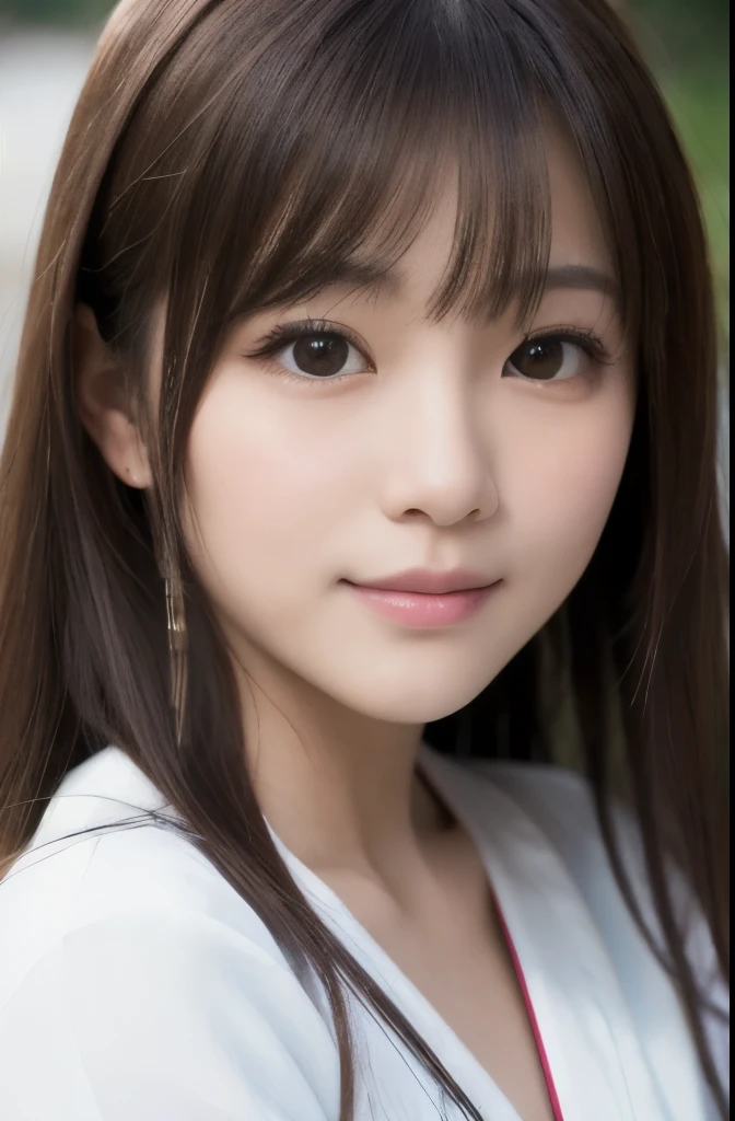best quality, face focus, soft light, ultra high res, (photorealistic:1.4), RAW photo,(Shinozaki Ai), white skin, kawaii,
1 Japanese girl, solo, cute, smile, (pupil, lights in the eyes),  detailed beautiful face, Medium-sized breasts,(high resolution detail of human skin texture),(long hair), (portrait), upper body, white traditional kimono