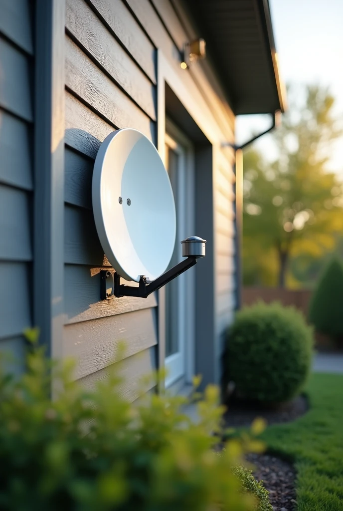Photo of a small screen satellite dish on a house