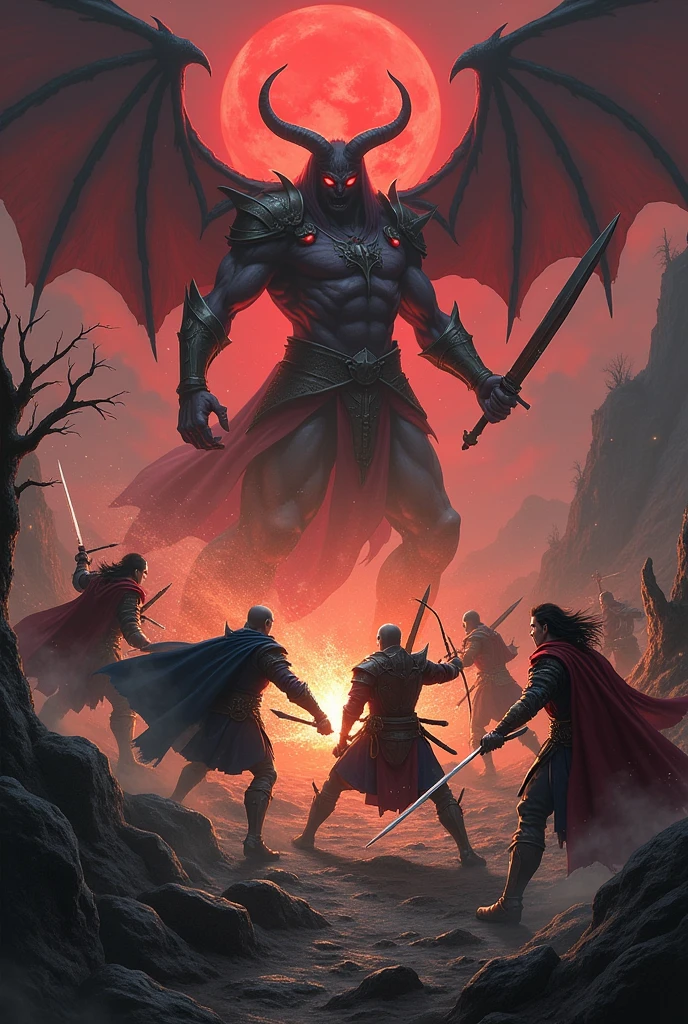 4 swordsman 6 Archer and 2 magician fighting devil
