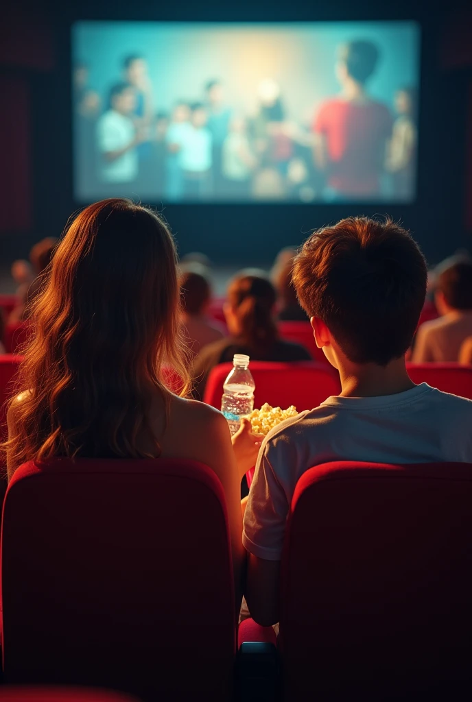 Let&#39;s say a girl and a boy are sitting in a cinema watching a movie, the girl has a drink bottle and the boy has popcorn in his hand and they take a photo because they will hold it in their hands in the test.
