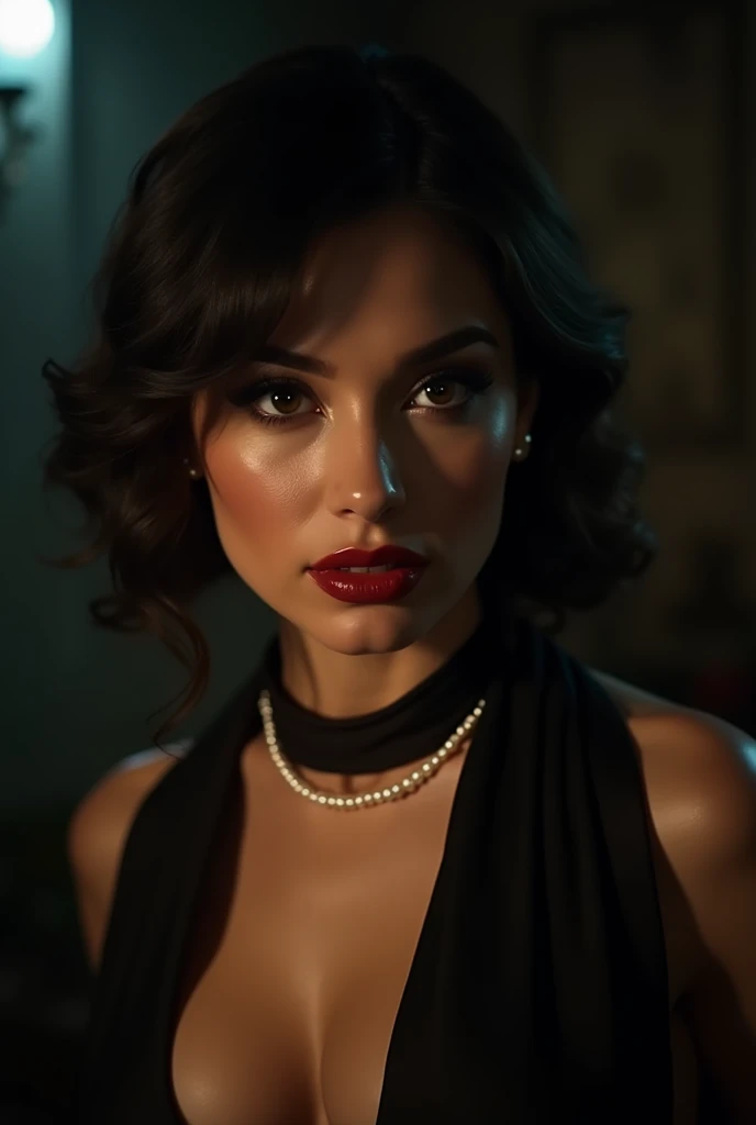 A high-quality Pinterest-like photo of a glamorous femme fatale 