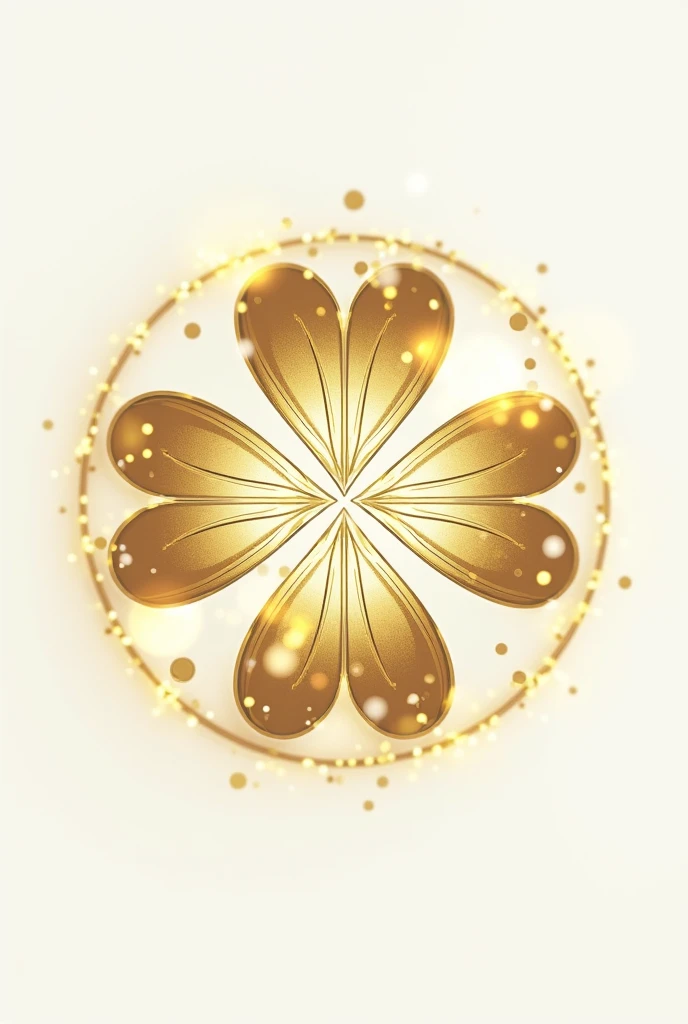 Golden clover leaf logo design, looks attractive, white and gold tones. There is a faint blur of golden light, written with the word lucky thai massage(circular picture)(High Quality)(Professional Logo Designer)