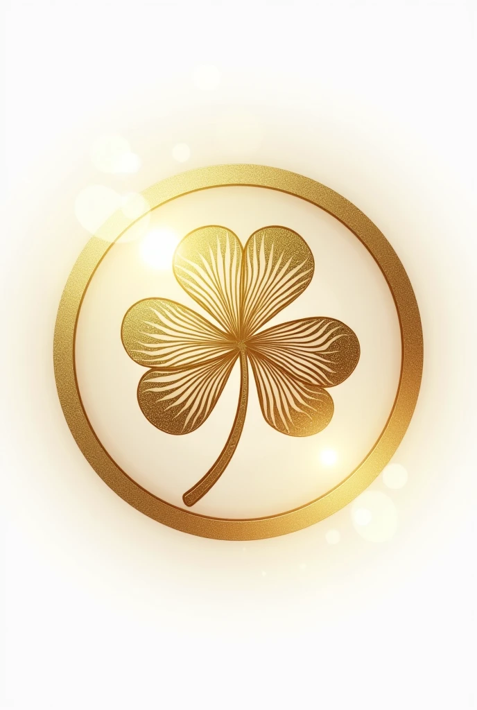 Golden clover leaf logo design, looks attractive, white and gold tones. There is a faint blur of golden light, written with the word lucky thai massage(circular picture)(High Quality)(Professional Logo Designer)