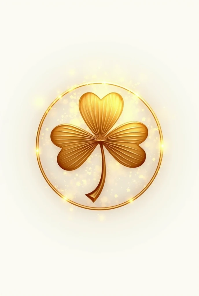 Golden clover leaf logo design, looks attractive, white and gold tones. There is a faint blur of golden light, written with the word lucky thai massage(circular picture)(High Quality)(Professional Logo Designer)