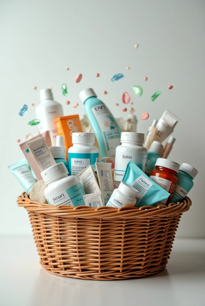 Pharmacy basket full of products