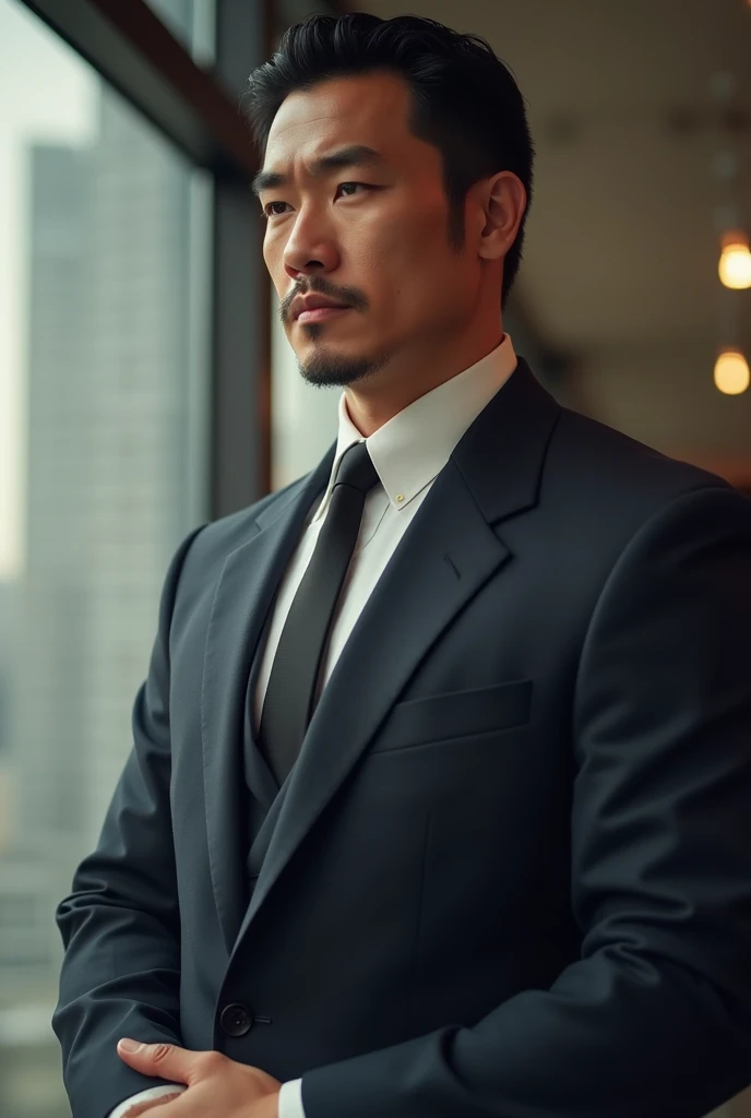 181cm、85kg、Strong face、Japanese、male、Deeply carved features、No beard、Dark skin、Businessman、Sales Job、Real Estate Sales、refreshing、uncle、I'm a little overweight、Black Hair、Beard is shaved、
