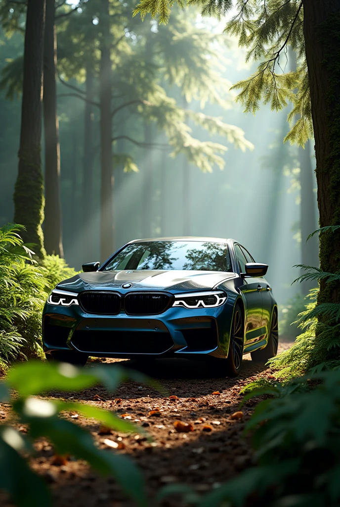 BMW M5 F90 in the forest

