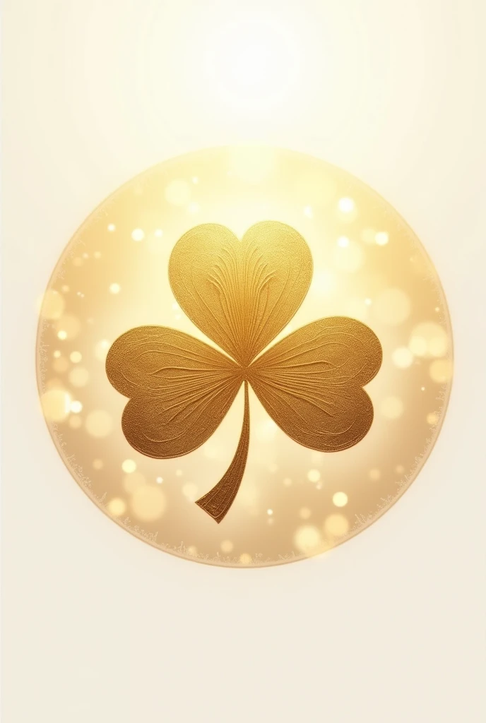 Golden clover leaf logo design, looks attractive, white and gold tones. There is a faint blur of golden light, (written with the word lucky thai massage),(circular picture)(High Quality)(Professional Logo Designer)